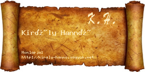 Király Hannó névjegykártya